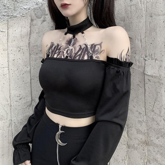 Streetwear Off Shoulder Gothic Top