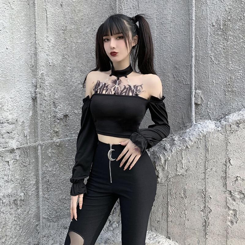 Streetwear Off Shoulder Gothic Top