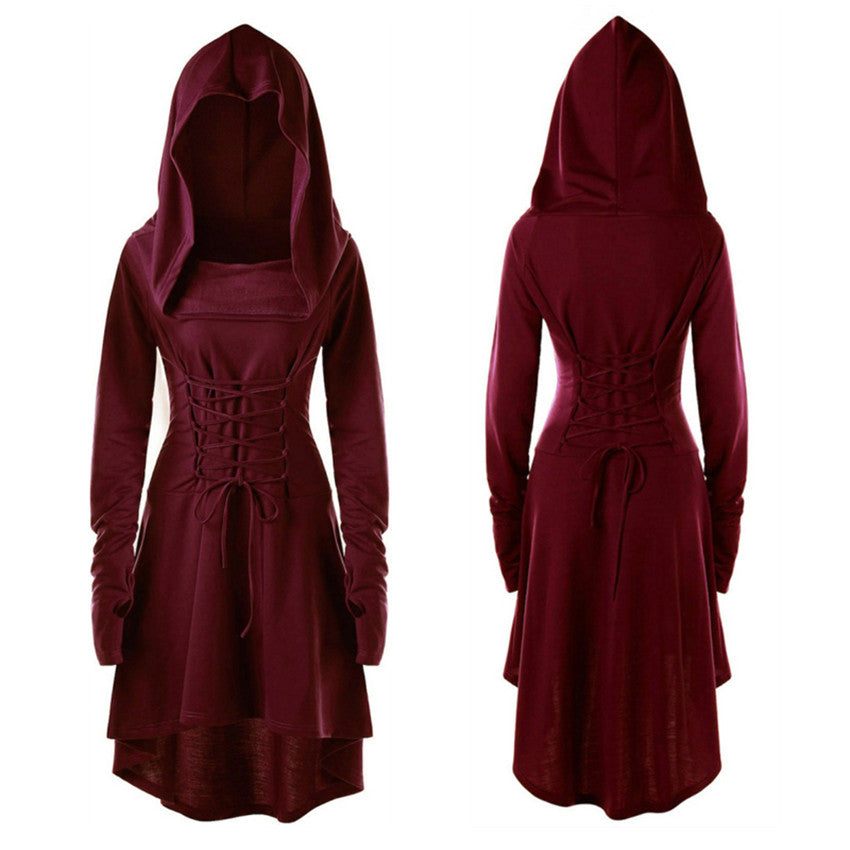 Gothic Punk Black Hooded Dresses for Women