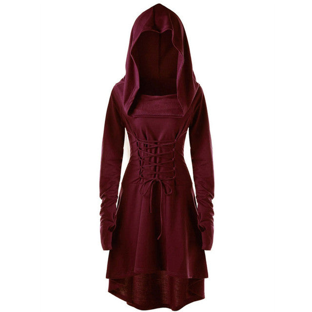 Gothic Punk Black Hooded Dresses for Women