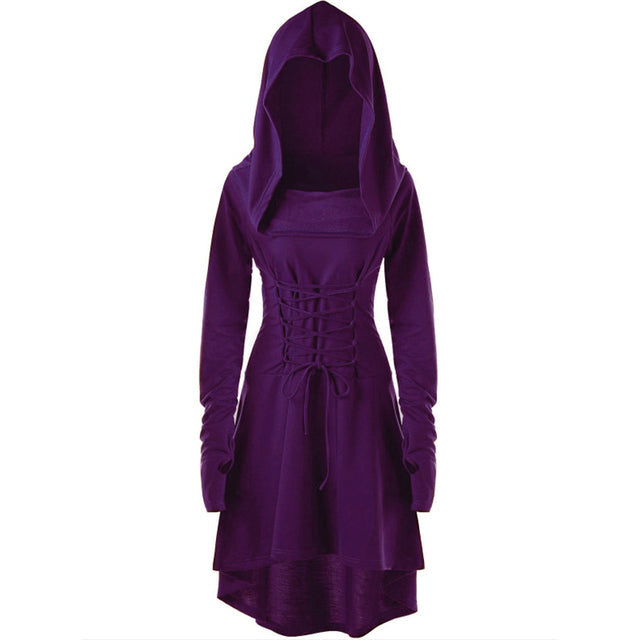 Gothic Punk Black Hooded Dresses for Women