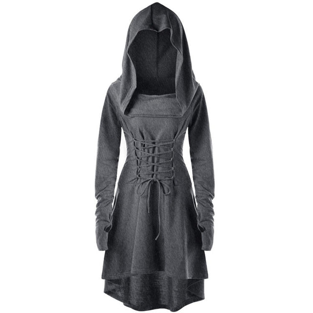 Gothic Punk Black Hooded Dresses for Women