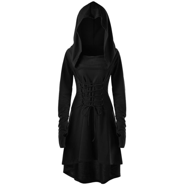 Gothic Punk Black Hooded Dresses for Women