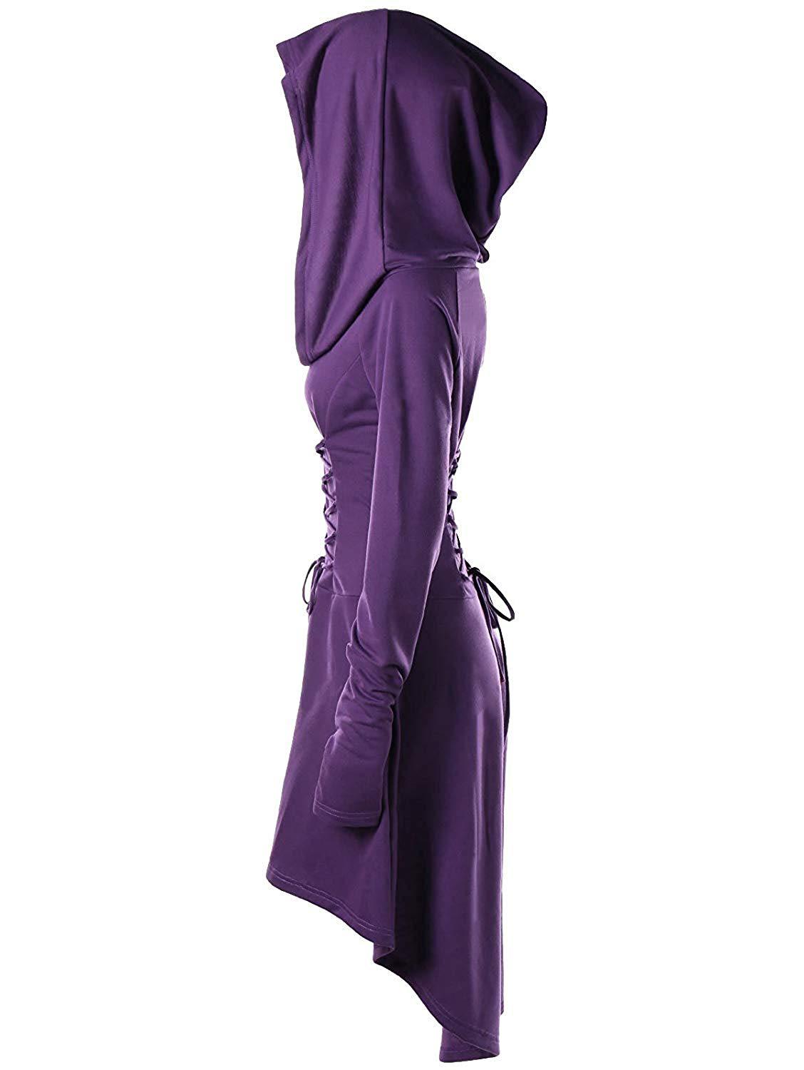 Gothic Punk Black Hooded Dresses for Women