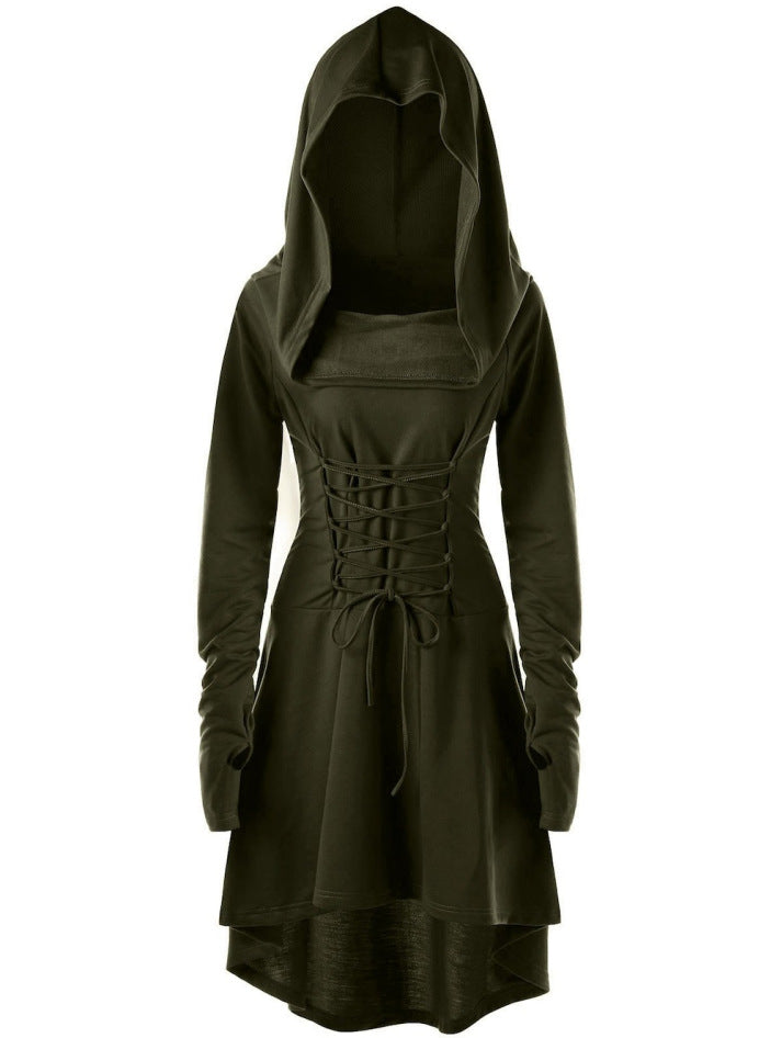 Gothic Punk Black Hooded Dresses for Women