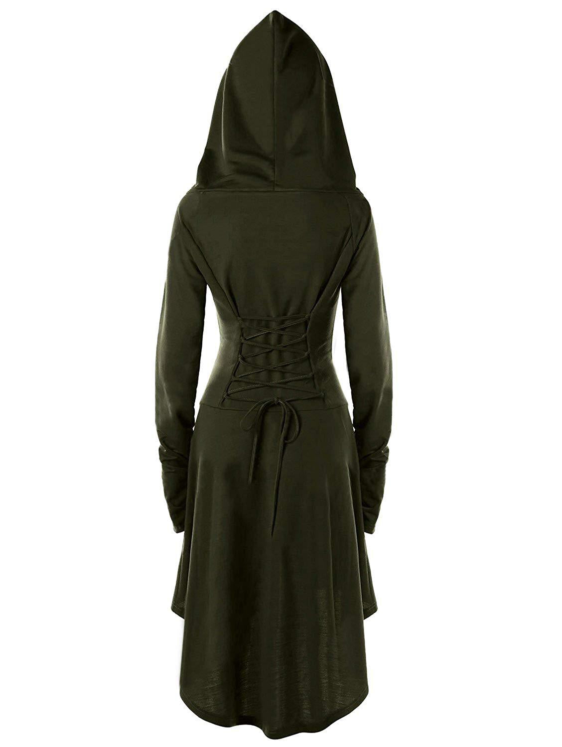 Gothic Punk Black Hooded Dresses for Women