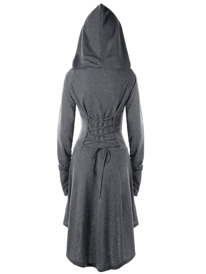 Gothic Punk Black Hooded Dresses for Women