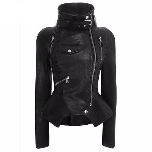 Leather Black Zipper Outerwear Jacket