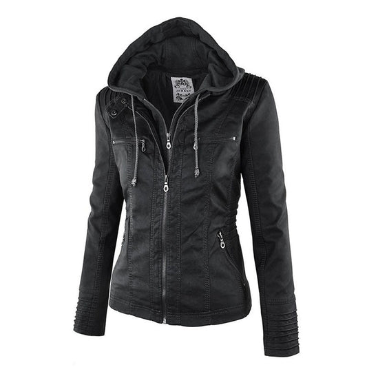 Leather Hooded Jacket (XS-7XL)