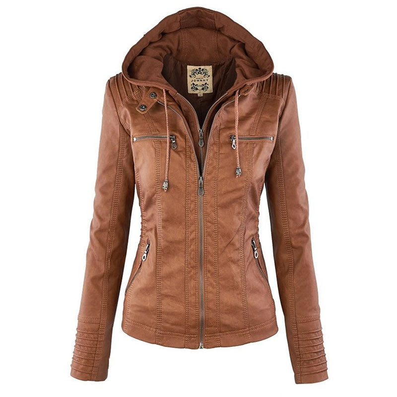 Leather Hooded Jacket (XS-7XL)