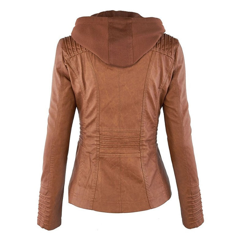 Leather Hooded Jacket (XS-7XL)