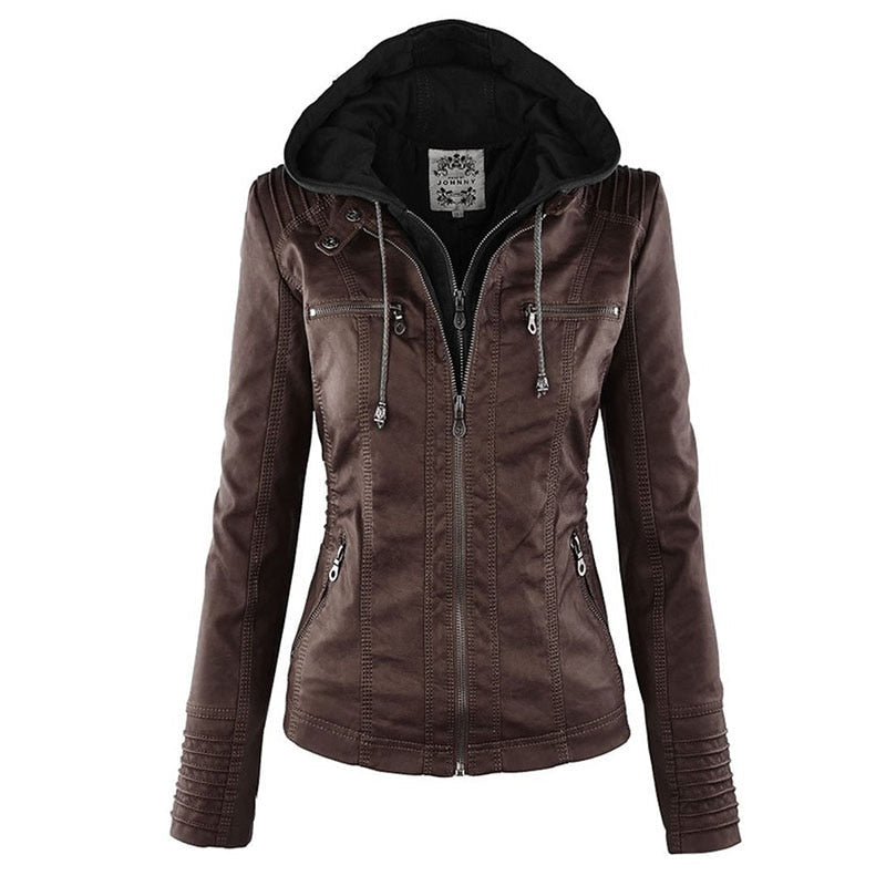 Leather Hooded Jacket (XS-7XL)