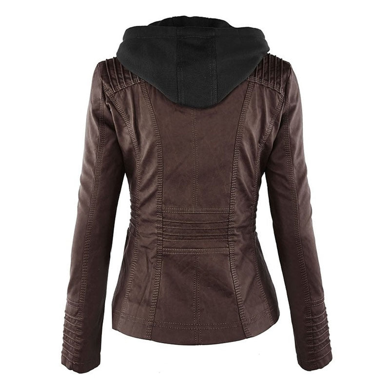 Leather Hooded Jacket (XS-7XL)