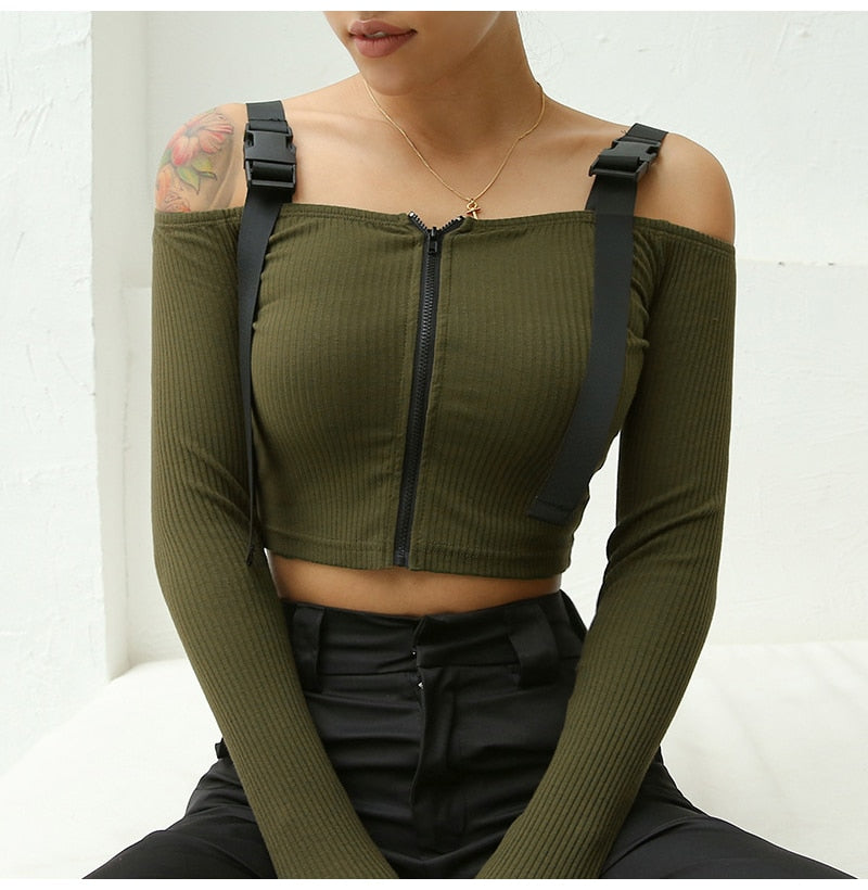 Buckle Zipper Top