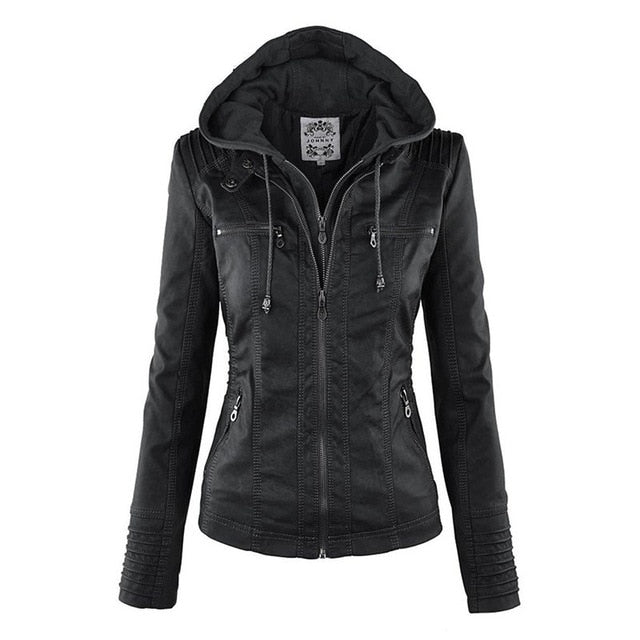 Leather Hooded Jacket (XS-7XL)