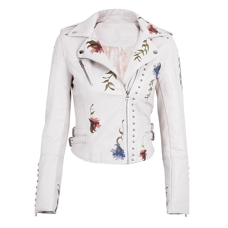 Roselia Flowered Leather Jacket