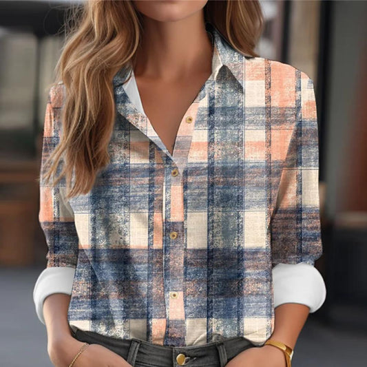 Attractive Plaid Collared Long Sleeve Shirt