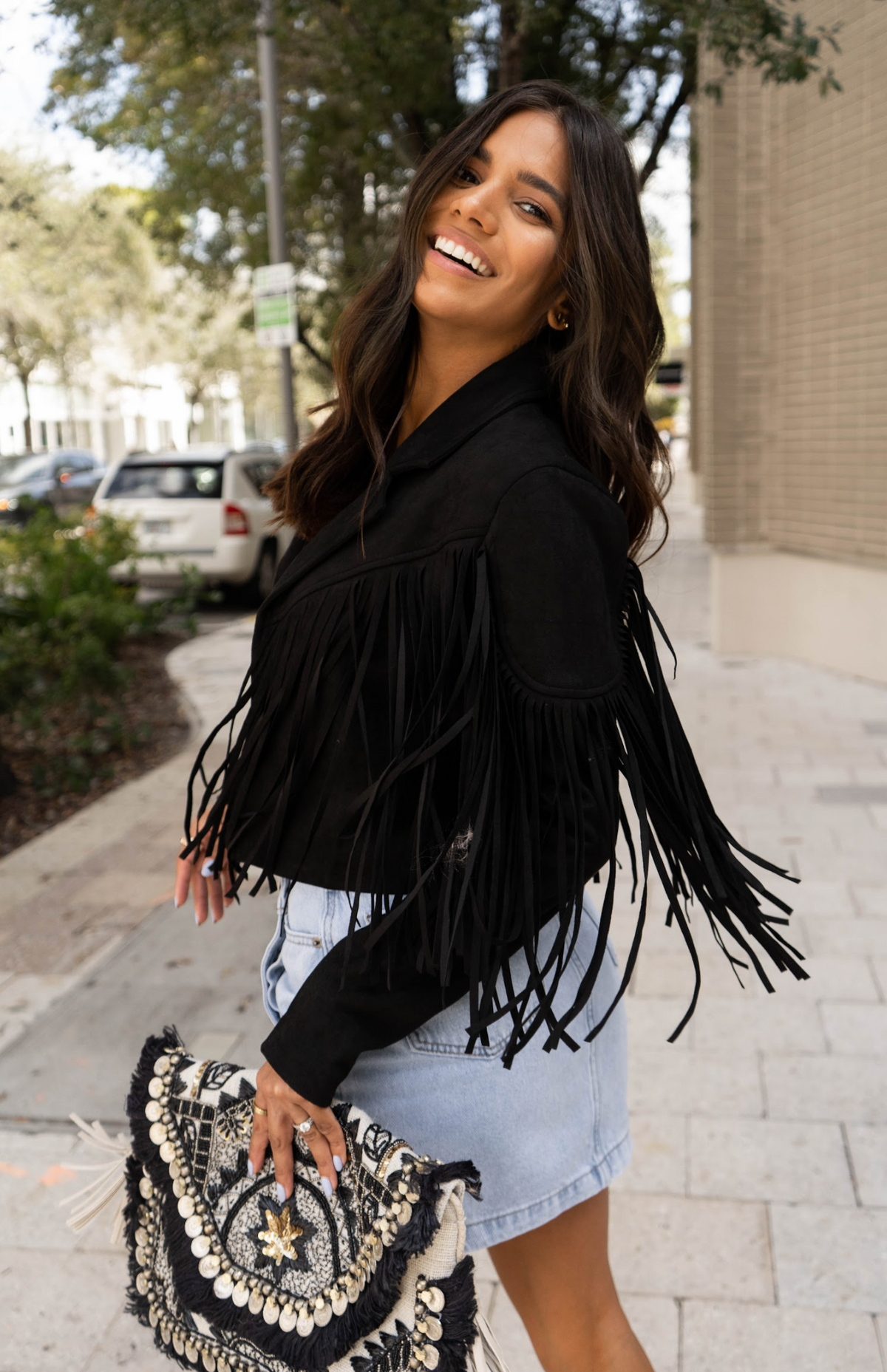 Black Tassle Suede Jacket