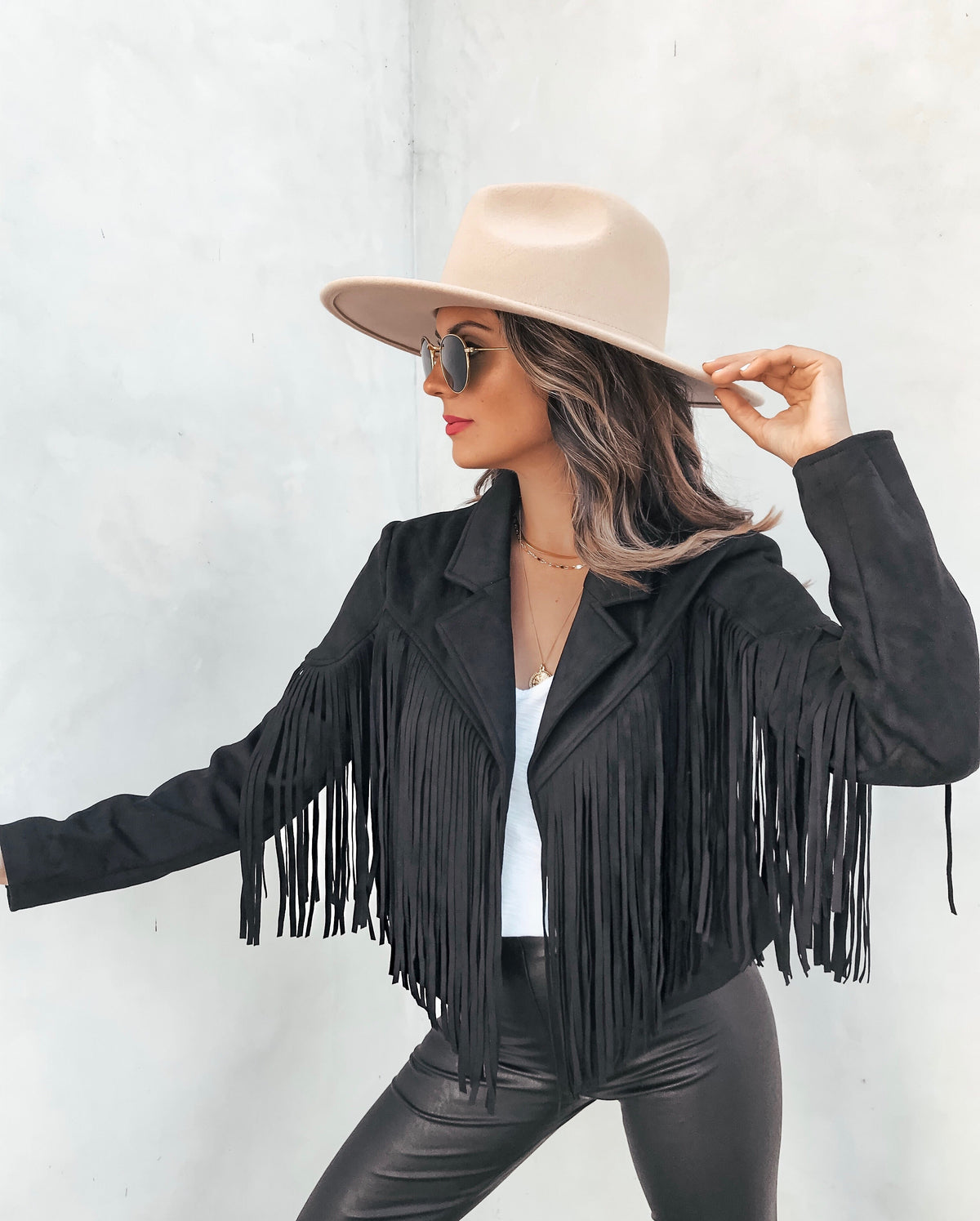 Black Tassle Suede Jacket